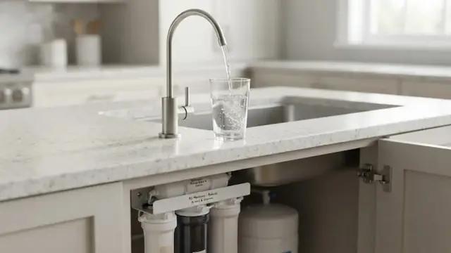 An under-sink reverse osmosis system and a drinking water faucet